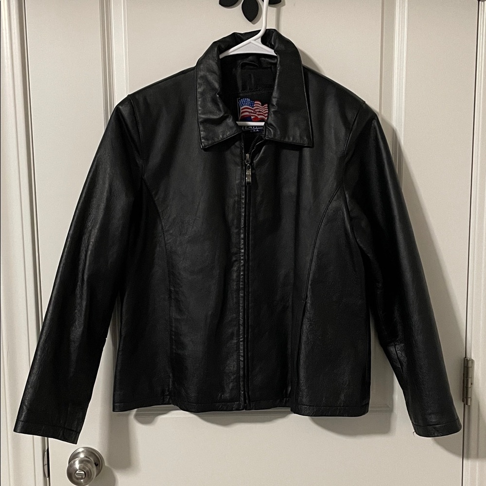 Black Leather USA Jacket